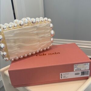cult gaia Ivory Pearl-Trim Box Clutch